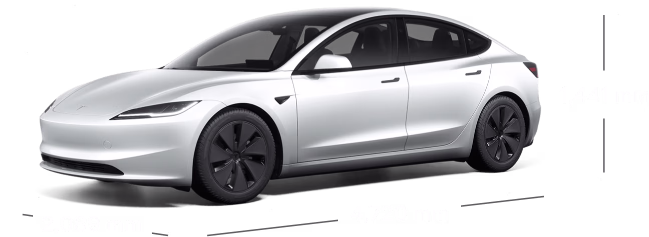 Model 3 Arkadan Çekiş boyut şeması